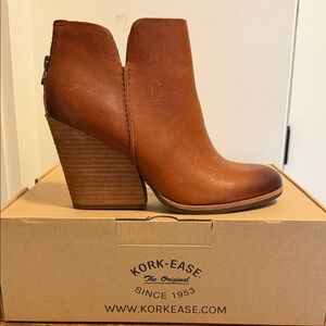Kork-Ease Chandra II Tan Leather Ankle Booties